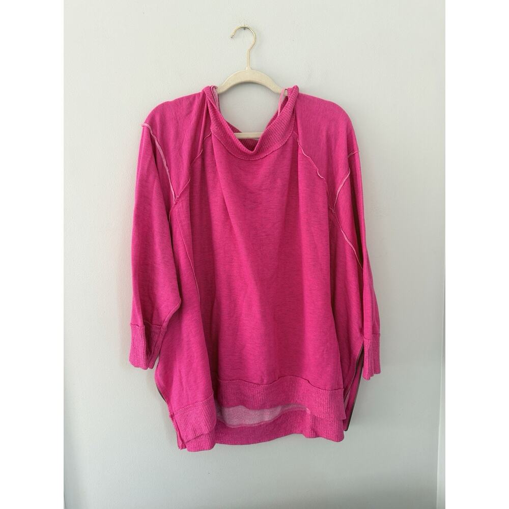 Free People Movement Oversized Zipper Sides Sweatshirt In Hot Pink Size M